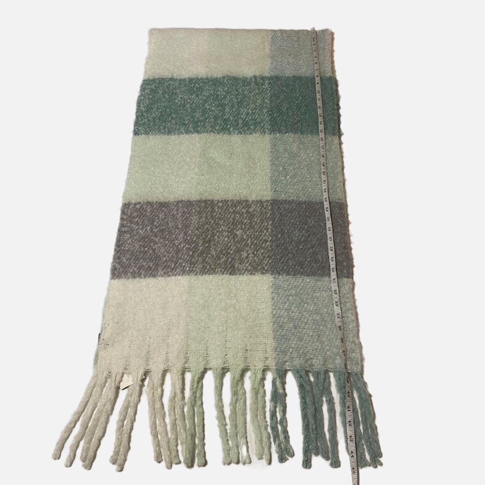Steve Madden Lime Striped Plaid Muffler - Picture 3 of 16